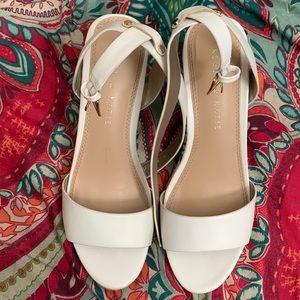 Kelly & Katie white wedges